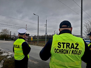 Policjanci i funkcjonariusze Straży Ochrony Kolei podczas wspólnej służby kontrolowali przejazdy kolejowe